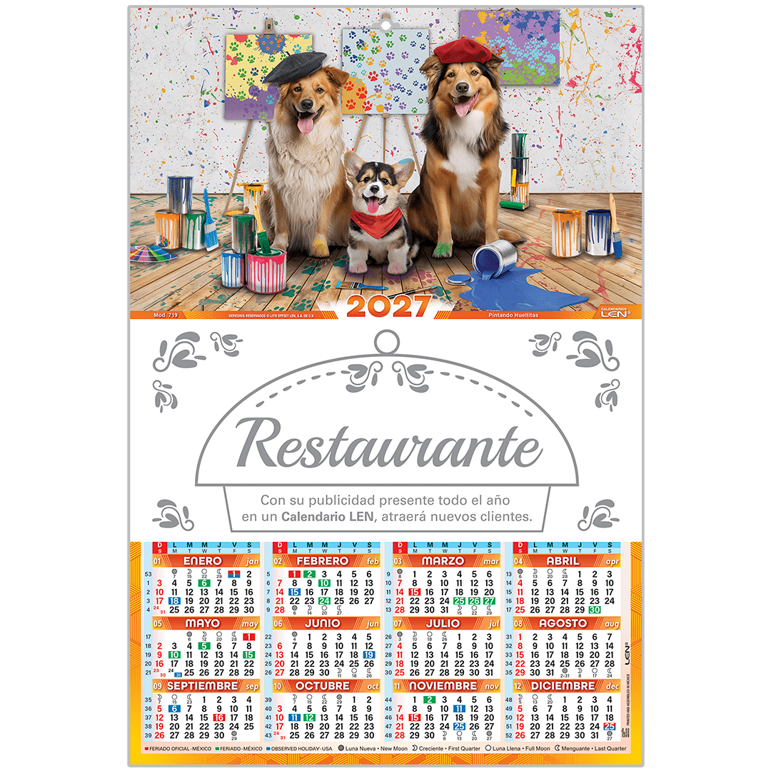 Calendario de pared LEN mediano Serie D