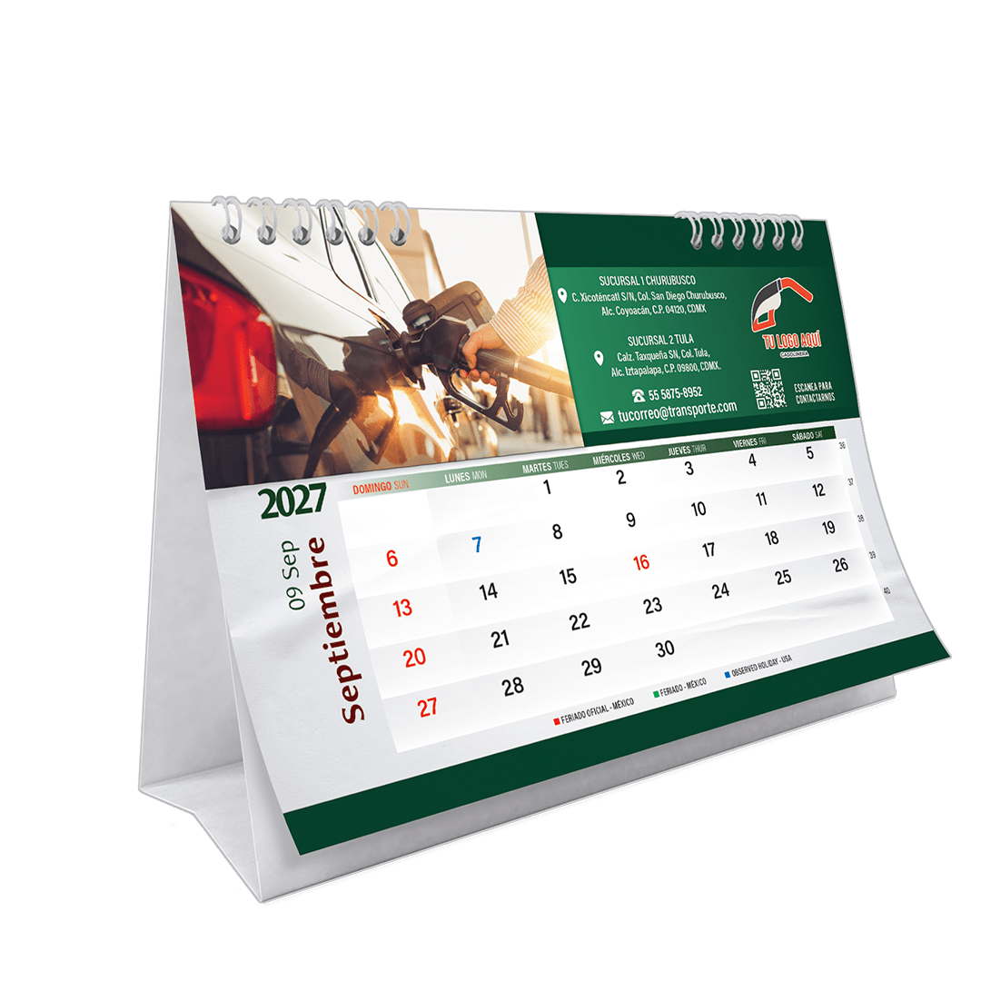 Calendario de escritorio LEN 100% personalizado con respaldo de cartulina