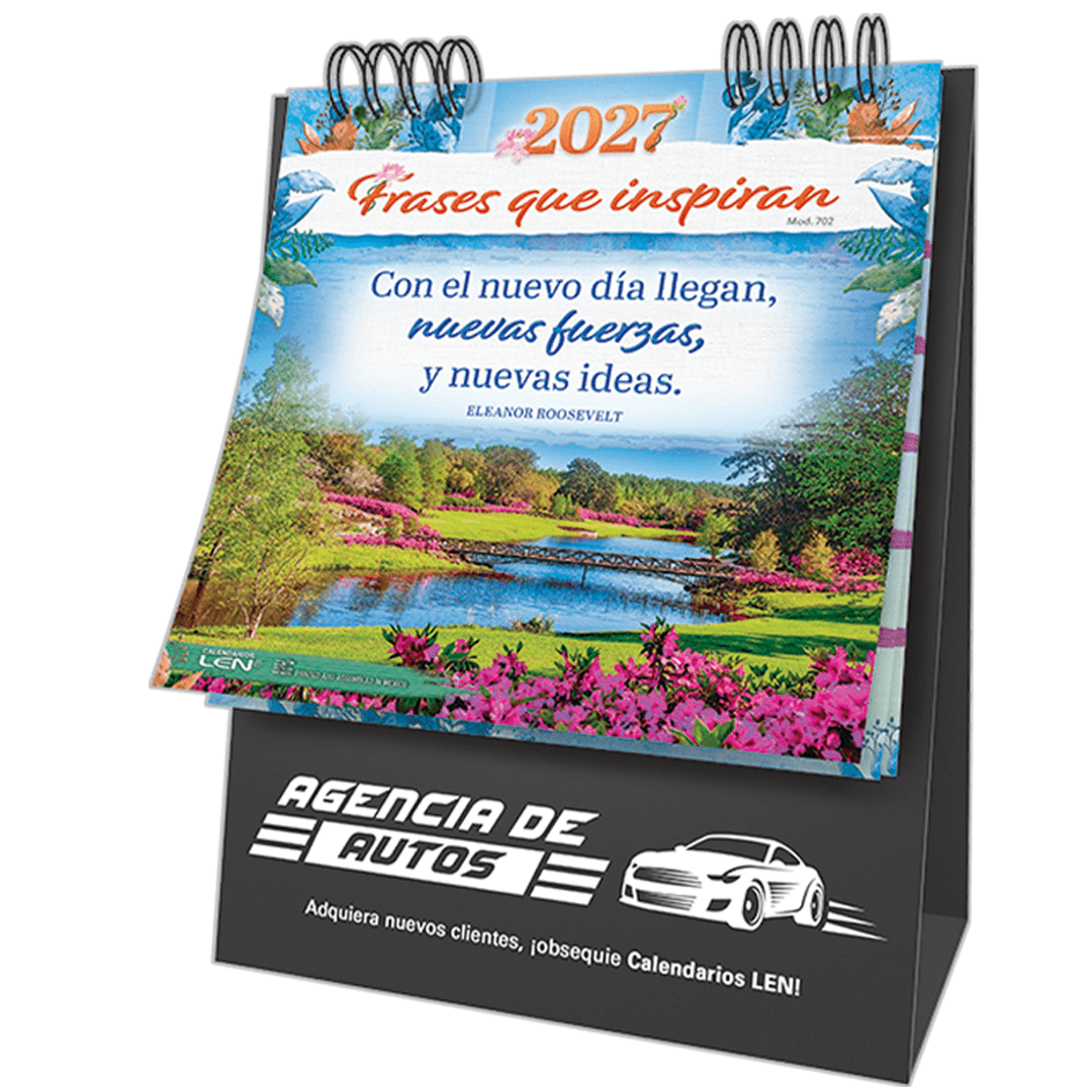 Calendario de escritorio LEN con respaldo de vinil negro