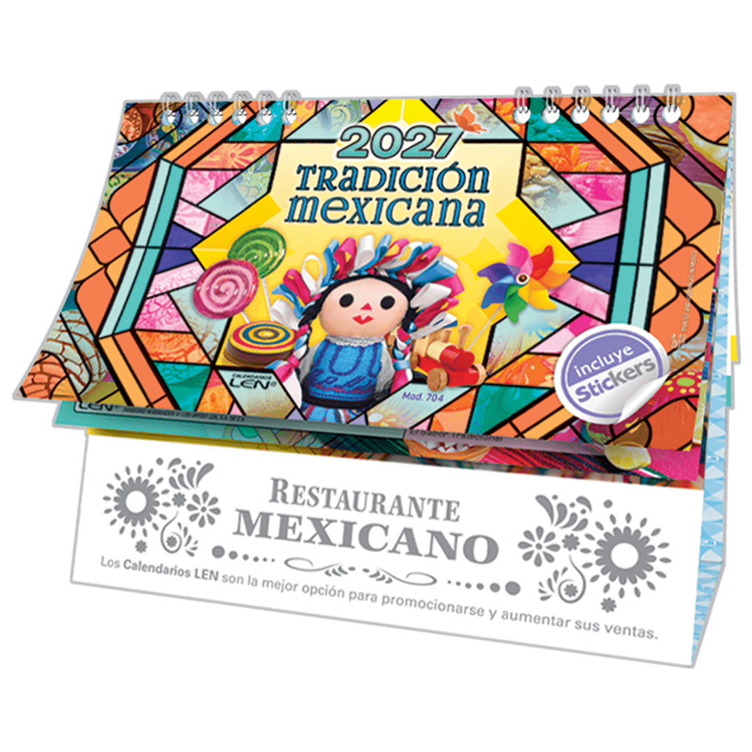 Calendario de escritorio LEN con respaldo de cartulina