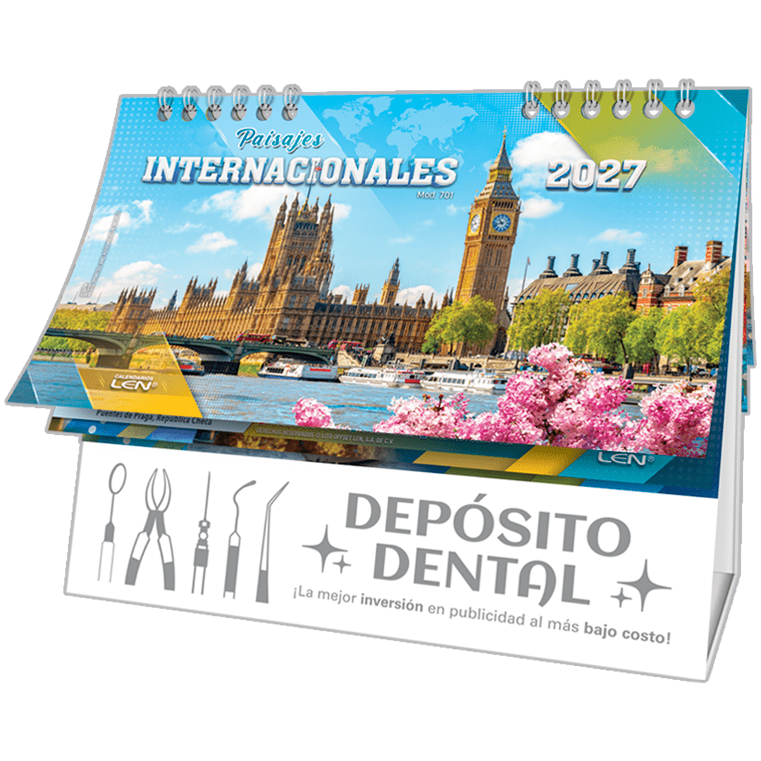 Calendario de escritorio LEN con respaldo de vinil blanco